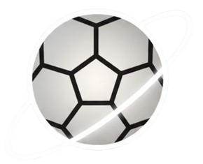 White soccer ball with black pentagonal patterns on a white background
