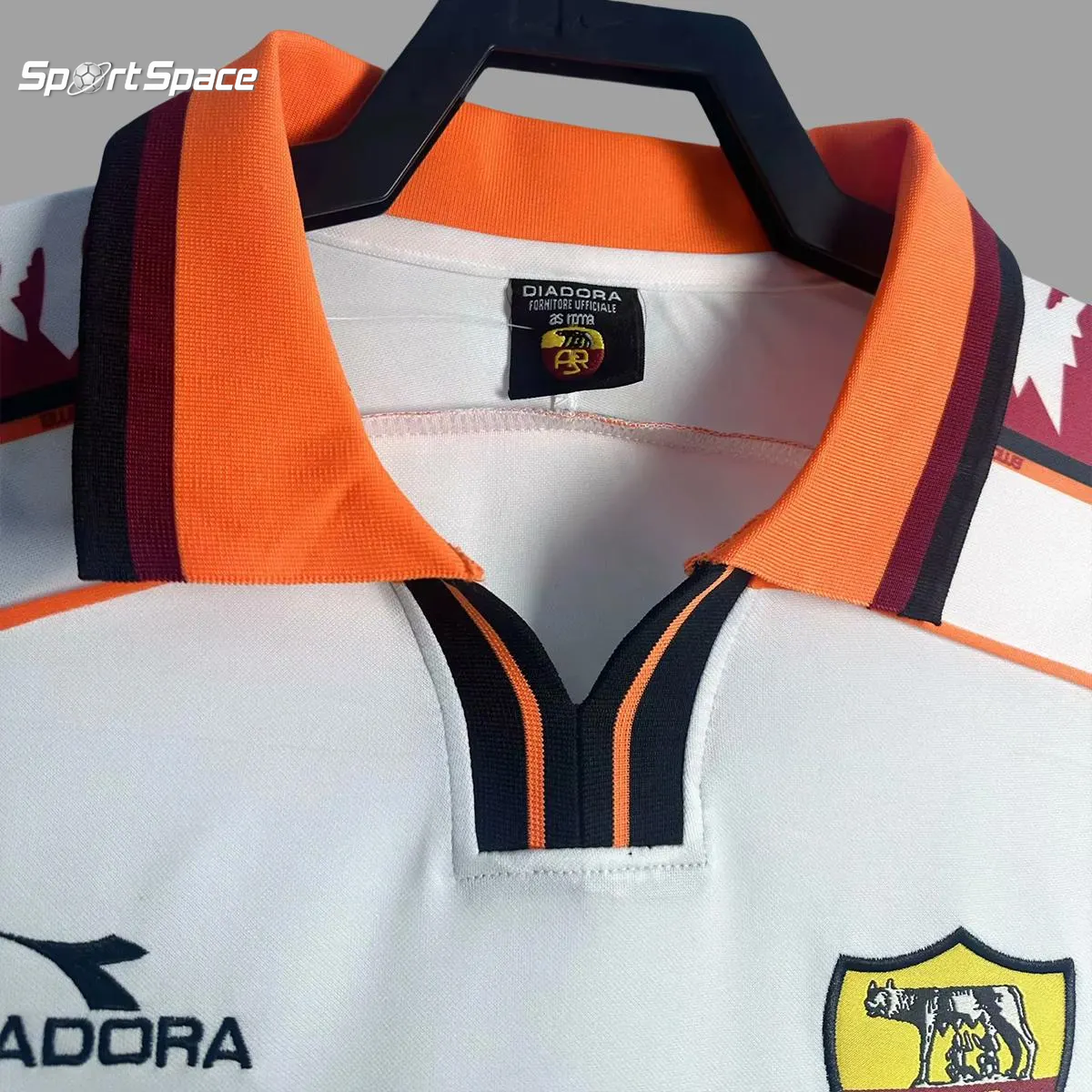 Jersey Soccer Retro Colletion Roma City 98 White Italy Fans Soccer Edition Long Sleeve